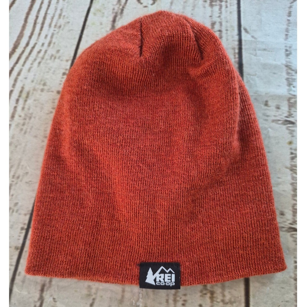 REI Co-op Unisex Burnt Orange Wool Blend Knit Beanie Hat One Size